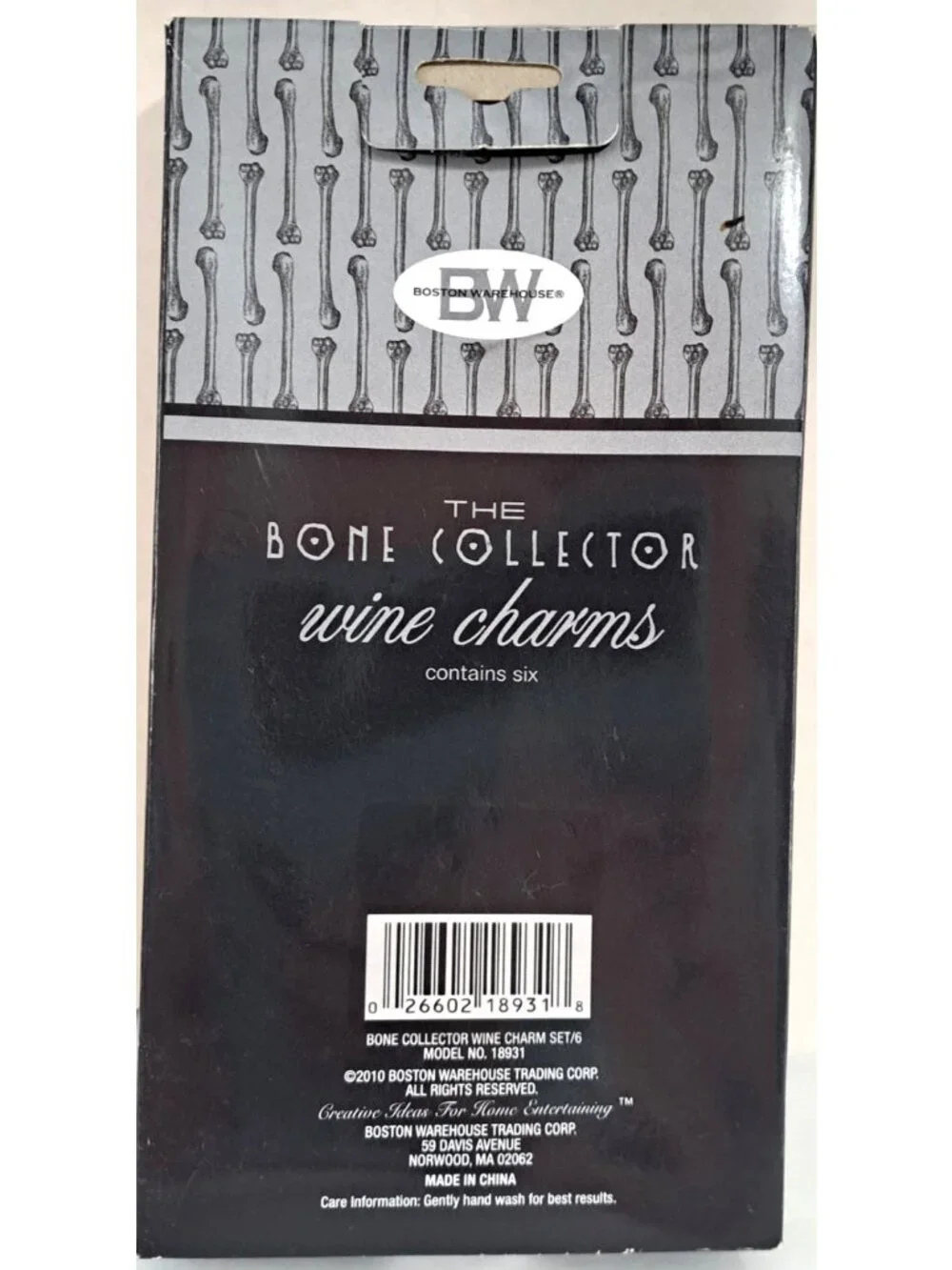 Boston Warehouse The Bone Collector Set of 6 Wine Charms  Halloween  Unused